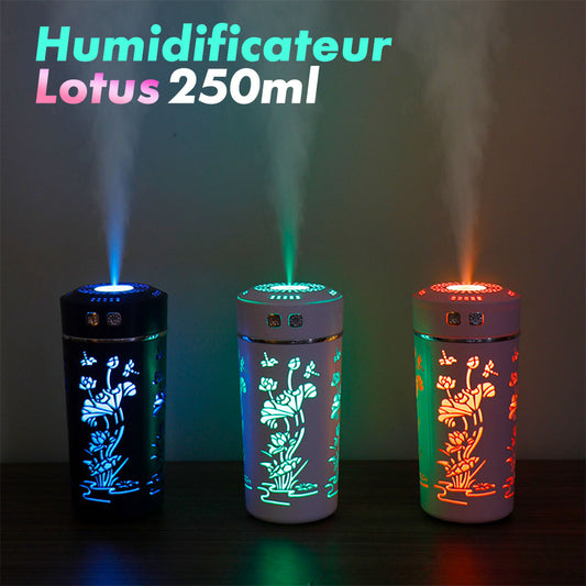 Diffuseur d’huiles essentielles et d’arôme froid, tasse de fleur de Lotus USB 250ml تنزوت
