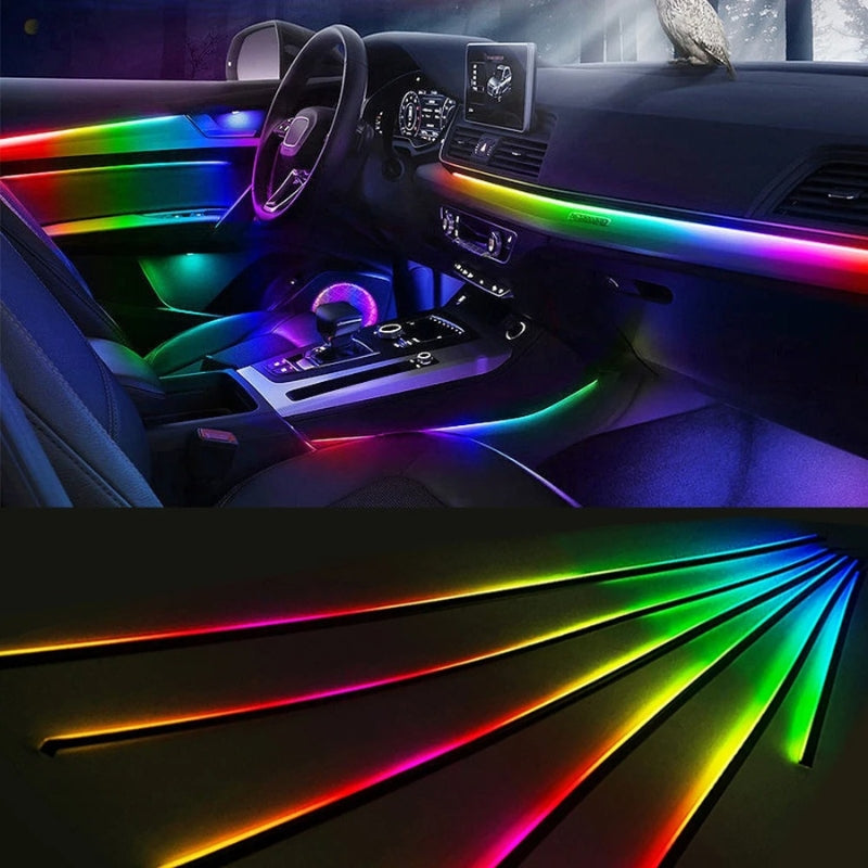 Bande lumineuse LED en néon RGB pour intérieur de voiture, éclairage suivi son d'ambiance Avec app et télécommande