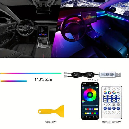 Bande lumineuse LED en néon RGB pour intérieur de voiture, éclairage suivi son d'ambiance Avec app et télécommande