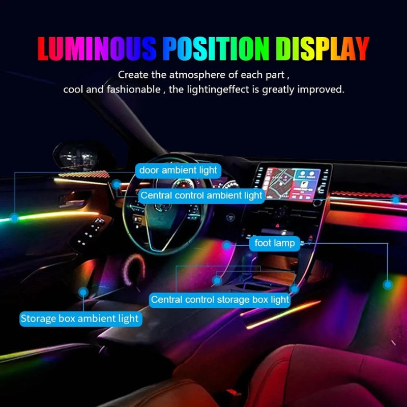 Bande lumineuse LED en néon RGB pour intérieur de voiture, éclairage suivi son d'ambiance Avec app et télécommande