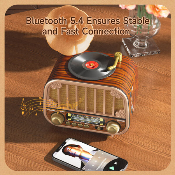 Radio rétro sans fil Bluetooth FM AM SW avec USB TF MD-1319BT – مكبر صوت بلوتوث على شكل راديو