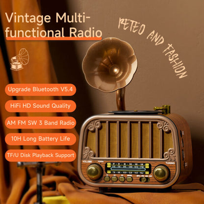 Radio rétro sans fil Bluetooth FM AM SW avec USB TF MD-1319BT – مكبر صوت بلوتوث على شكل راديو