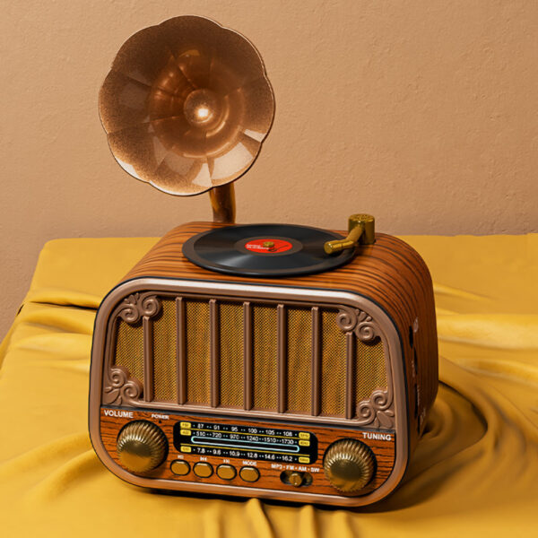 Radio rétro sans fil Bluetooth FM AM SW avec USB TF MD-1319BT – مكبر صوت بلوتوث على شكل راديو تنزوت