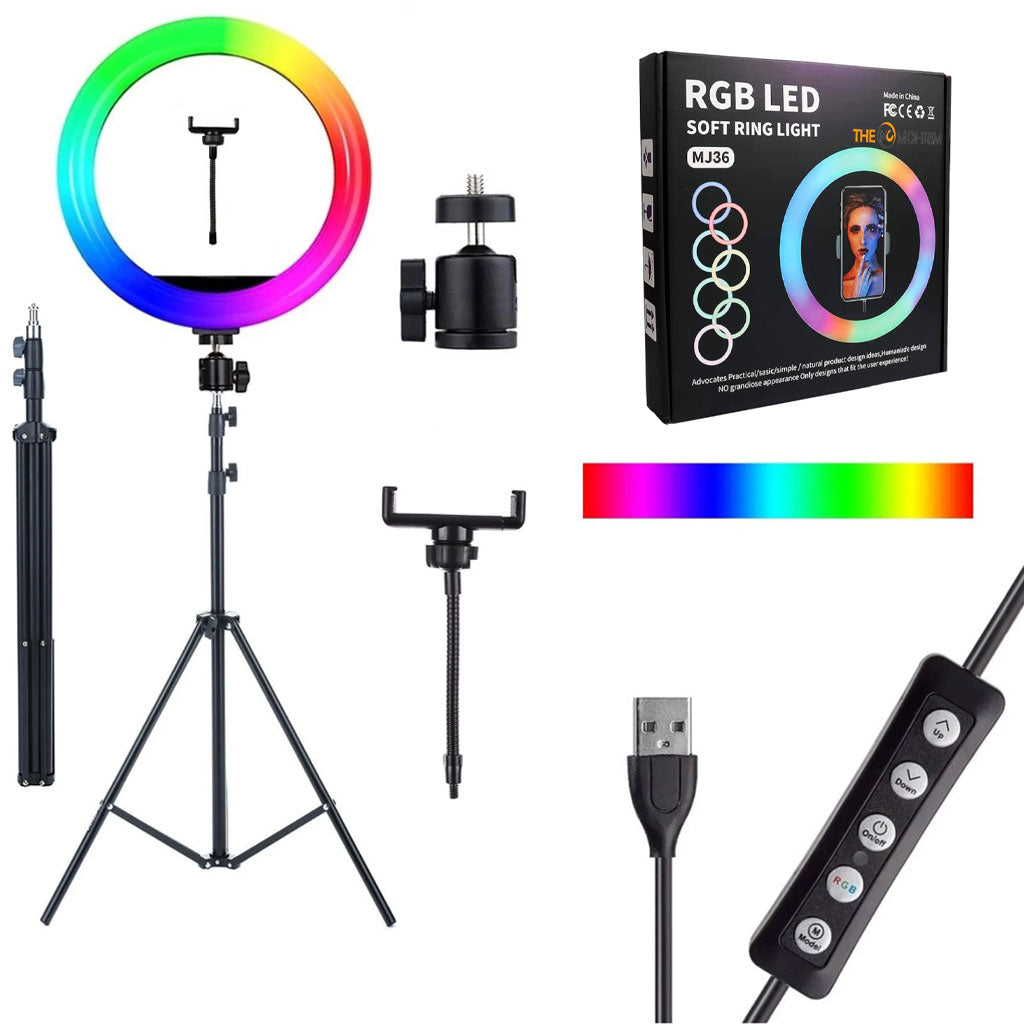 MJ-36 RGB LED Soft Ring Light With Stand-Selfie Light تنزوت