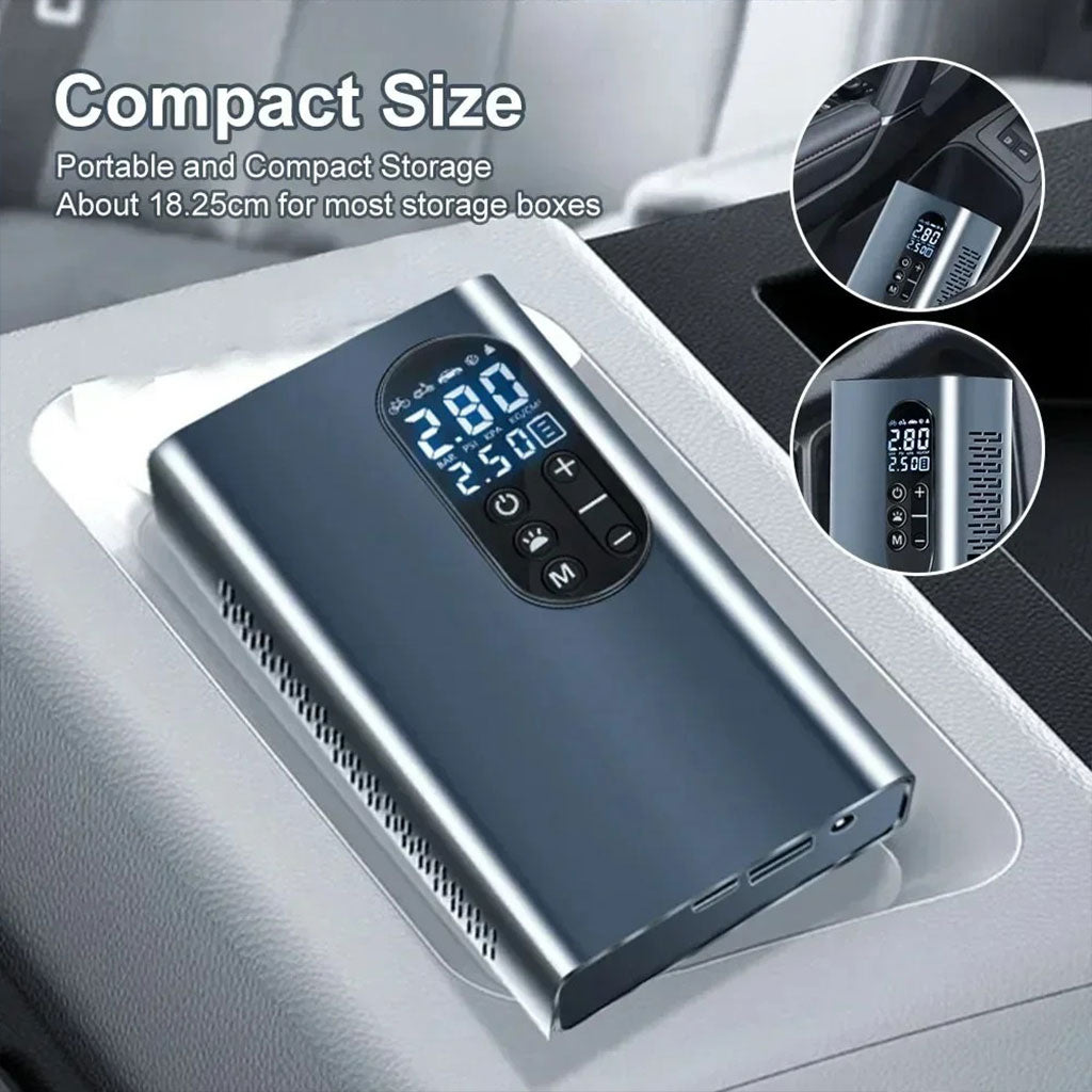 Compresseur À Air Portatif 150 PSI Rechargeable avec Lampe LED – جهاز نفخ عجلات محمول