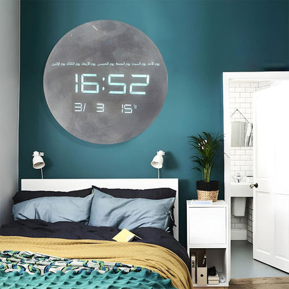 Horloge Murale Moon Numérique LED 13 Pouces – ساعة حائط رقمية