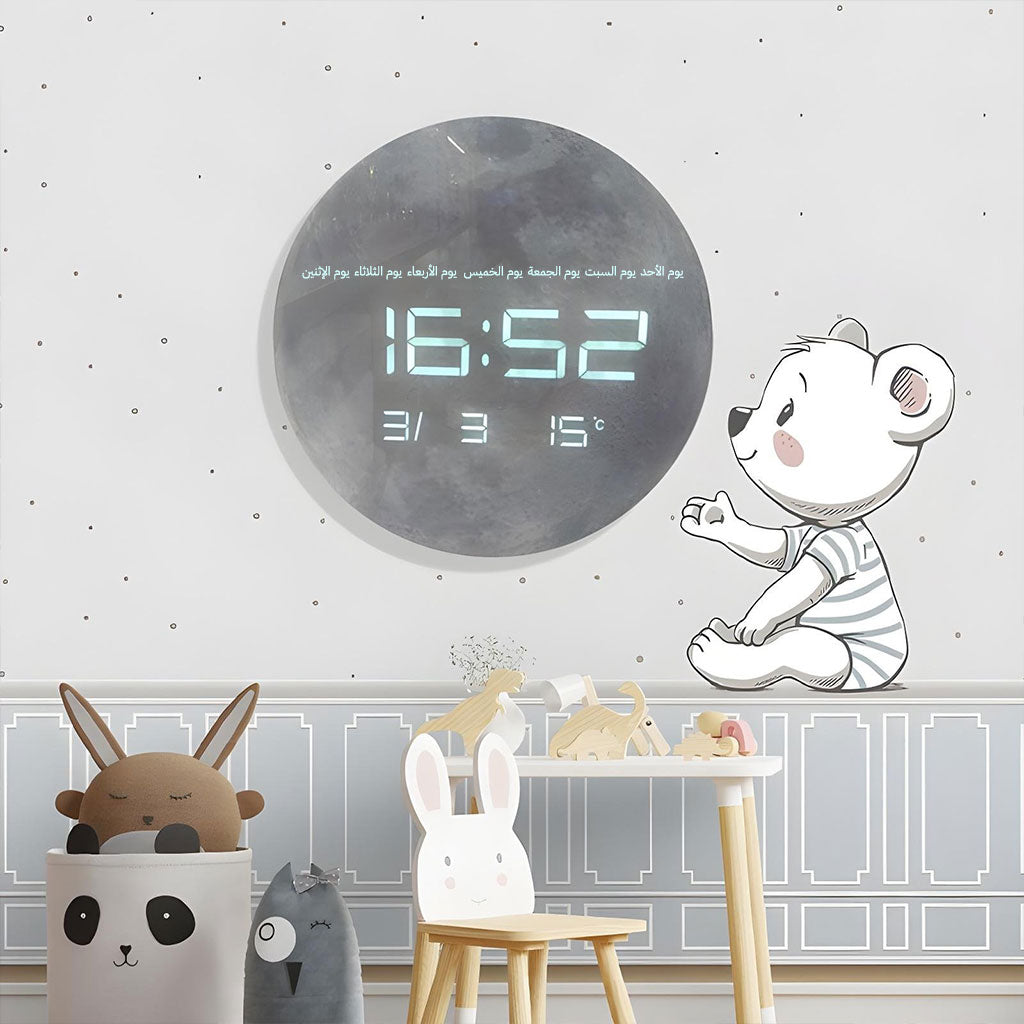 Horloge Murale Moon Numérique LED 13 Pouces – ساعة حائط رقمية