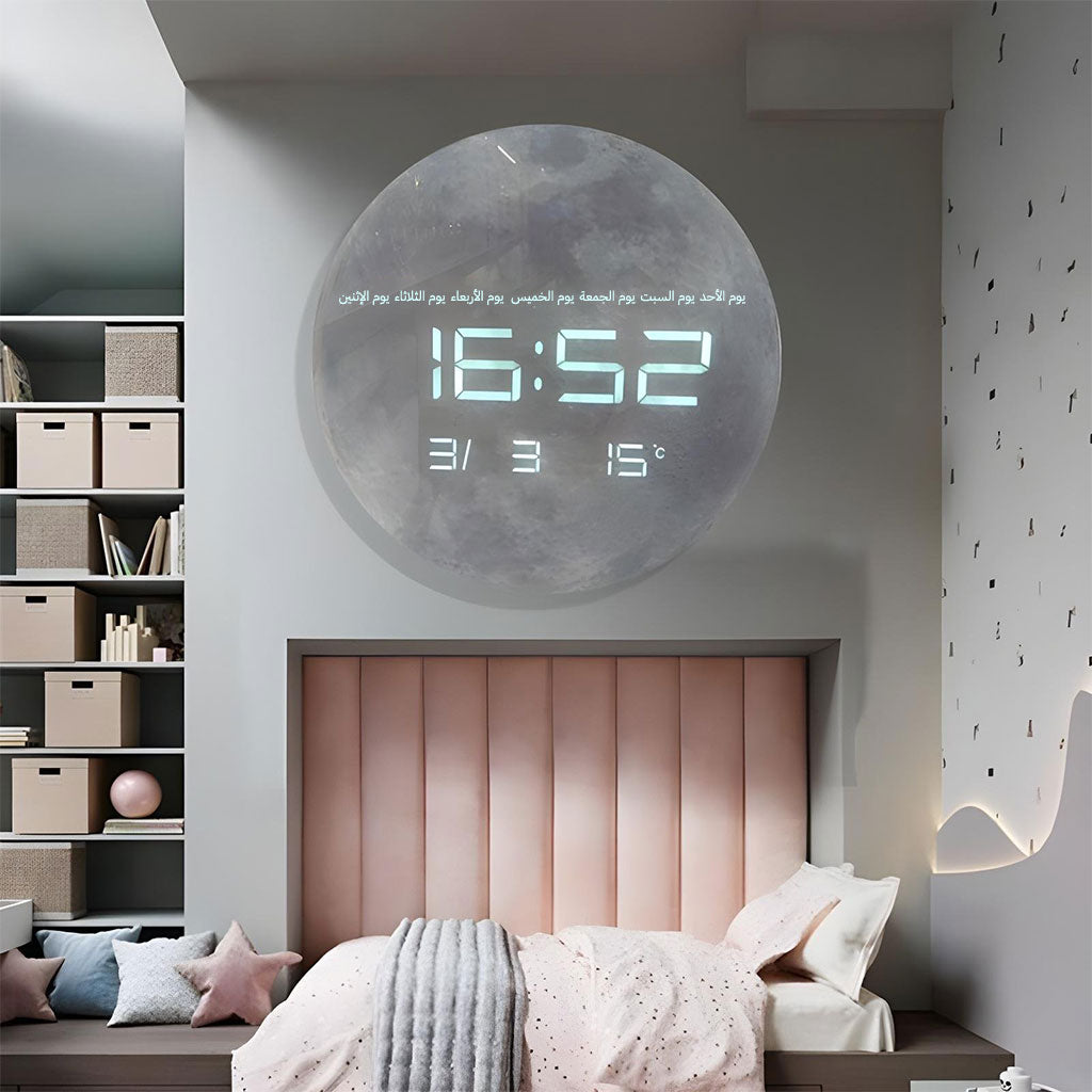 Horloge Murale Moon Numérique LED 13 Pouces – ساعة حائط رقمية
