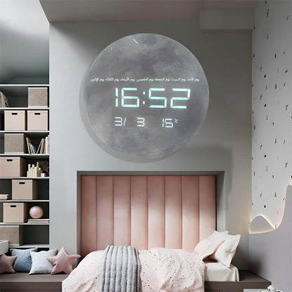 Horloge Murale Moon Numérique LED 13 Pouces – ساعة حائط رقمية