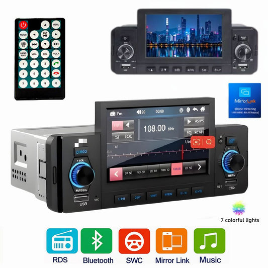 Autoradio Bluetooth avec Écran MP5 et Fonction MirrorLink – راديو سيارة بلوتوث مع شاشة - تنزوت