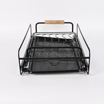 Égouttoir à vaisselle avec poignées en bois pour cuisine – منظم أواني داخل رف المطبخ
