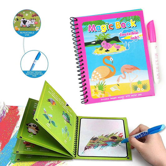 Magic Book réutilisable avec des dessins animés pour enfants et un stylo à eau تنزوت