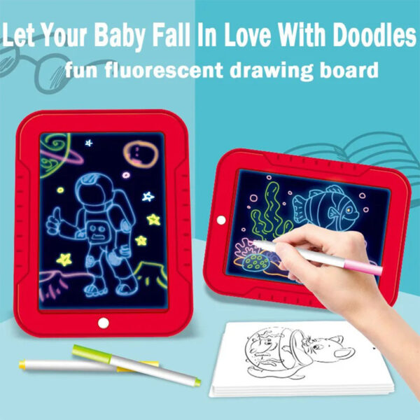 Tablette à dessin magique 3D avec lumière LED et stylo aquarelle – لوحة رسم ثلاثية الأبعاد مزودة بإضاءة أقلام مائية ملونة
