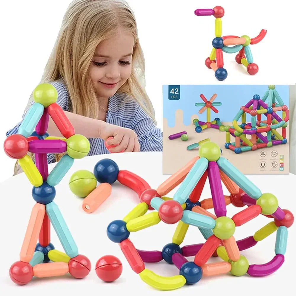 Blocs de Construction Magnétiques 42 pièces pour Enfants – لعبة تركيب القطع المغناطسية للأطفال - تنزوت