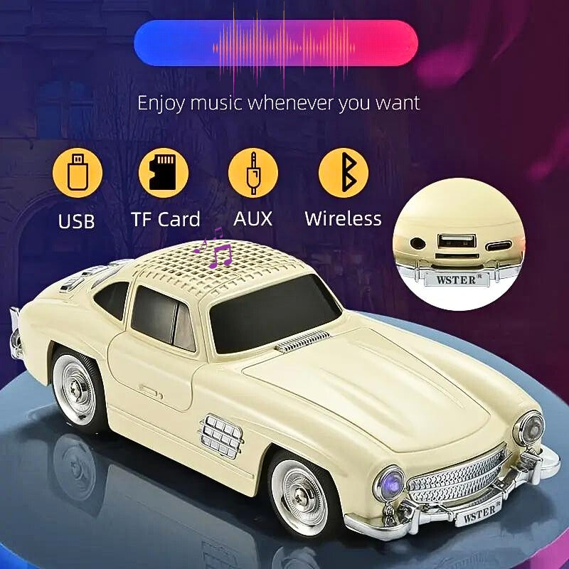 Haut-parleur audio Bluetooth sans fil En forme de Voiture Vintage , Carte mémoire , appels , AUX , Clé USB , FM RADIO تنزوت