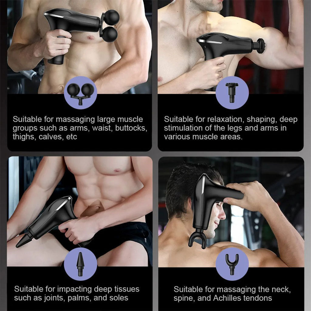 Masseur de tissus musculaire électrique à double tête à 6 vitesses – جهاز تدليك متعدد الرؤوس