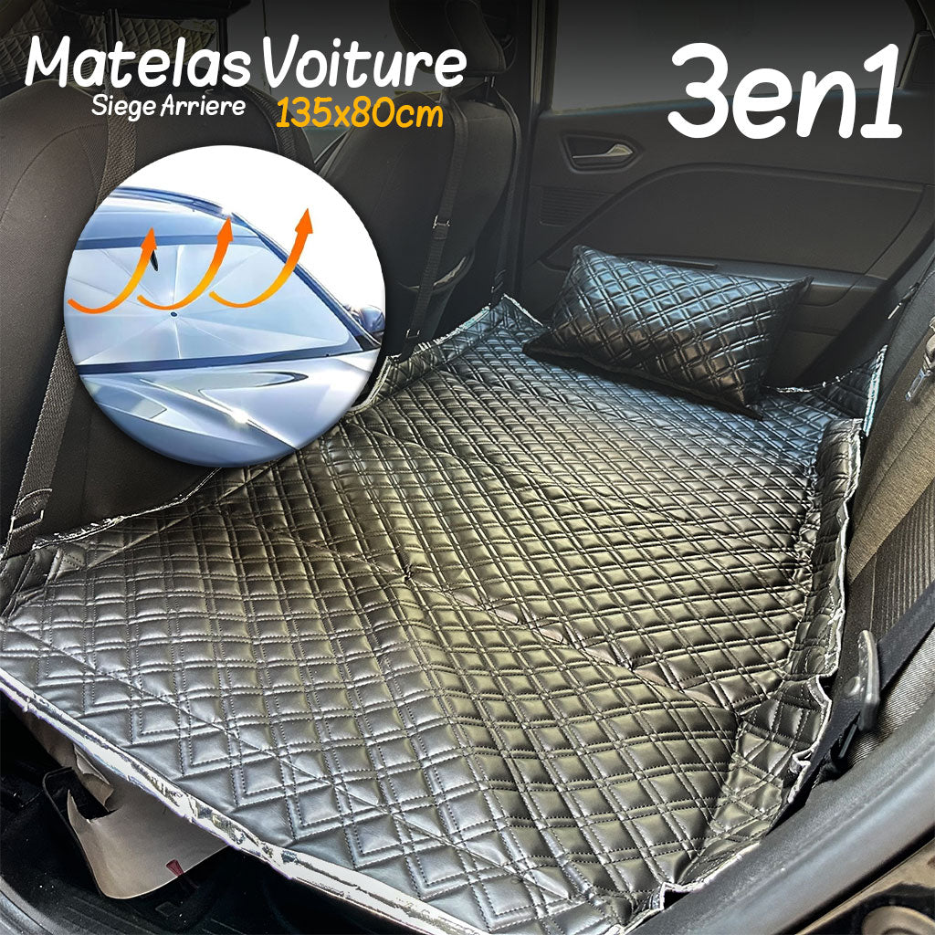 Matelas de Voiture Pliable avec Pare Soleil UV 3en1 – أريكة مقعد خلفي وعاكس أشعة الشمس 3في1 تنزوت