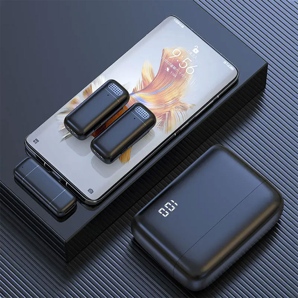 Double Microphone sans Fil pour Iphone et Android avec Étui de Charge – ميكروفون إحترافي مزدوج
