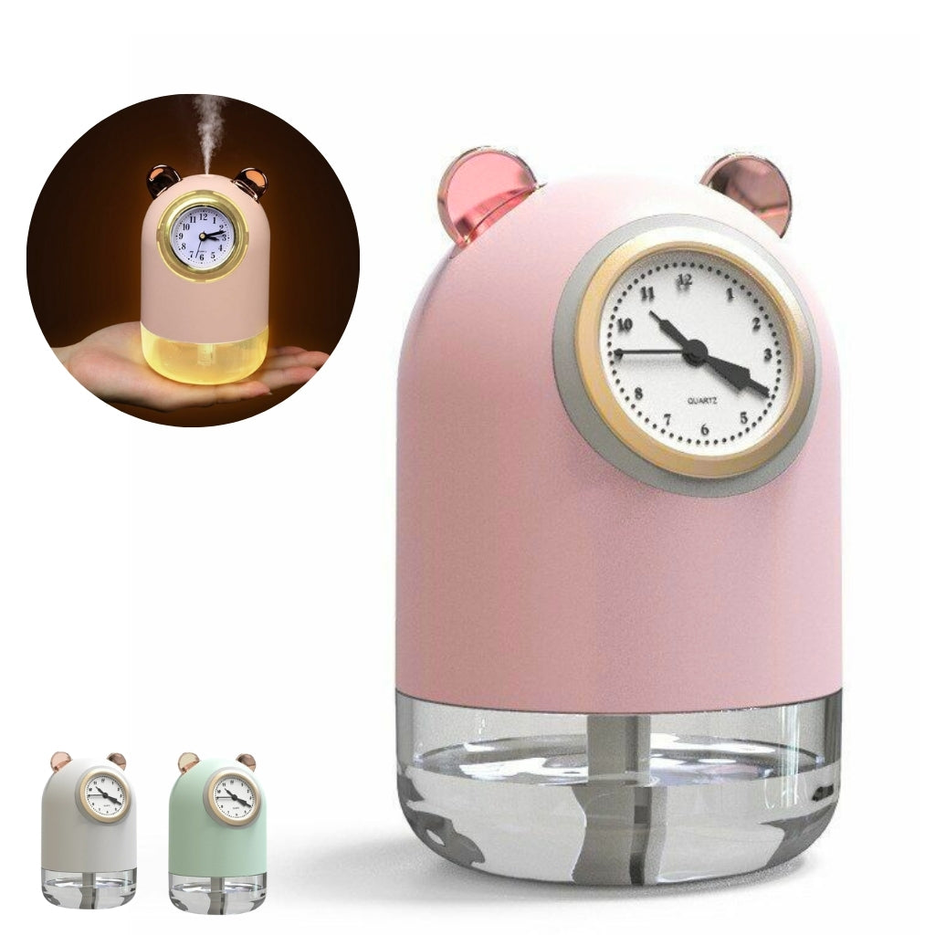 humidificateur avec horloge et Spray pour bureau 7 Couleur led 300 ML - تنزوت