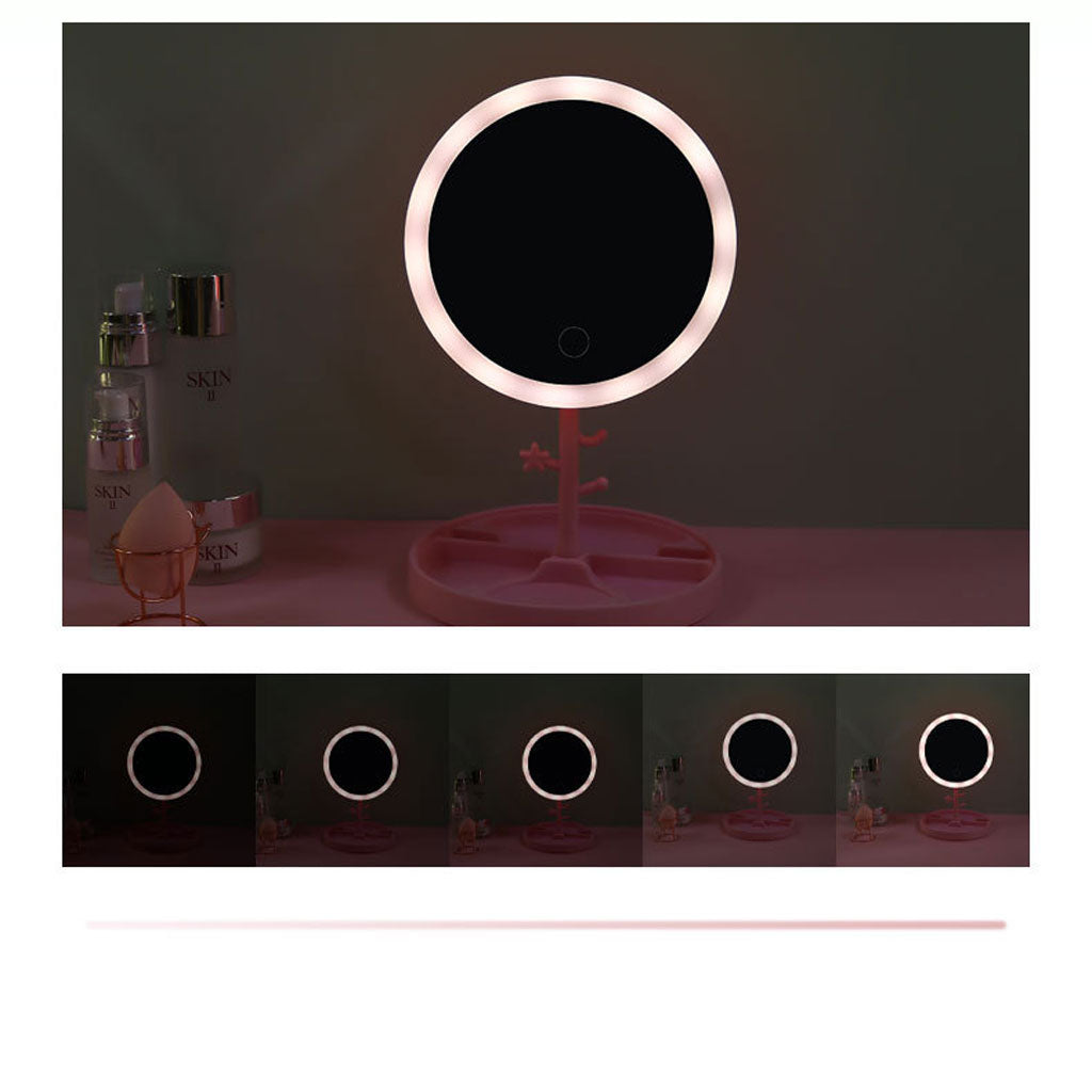 Miroir cosmétique avec lumière LED en forme Rond Rechargeable
