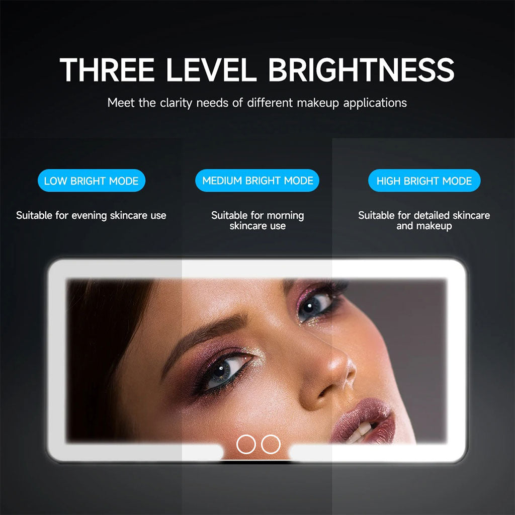 Miroir de courtoisie rechargeable double buttons avec 3 modes d’éclairage – مرآة مكياج مضيئة للسيارات