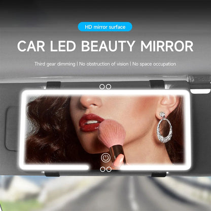 Miroir de courtoisie rechargeable double buttons avec 3 modes d’éclairage – مرآة مكياج مضيئة للسيارات