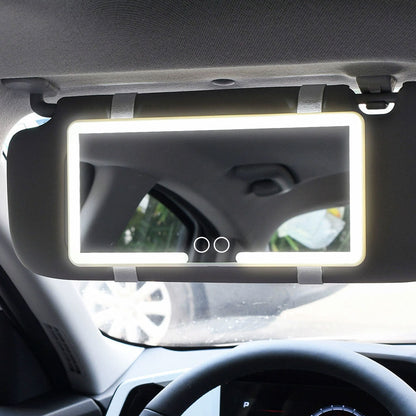Miroir de courtoisie rechargeable double buttons avec 3 modes d’éclairage – مرآة مكياج مضيئة للسيارات