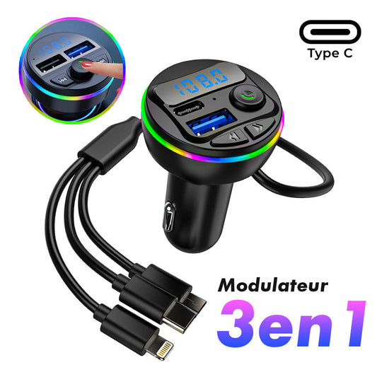 Transmetteur Bluetooth pour voiture, voiture Mp3 Player Radio Aux Adapter Lecteur de Musique - تنزوت