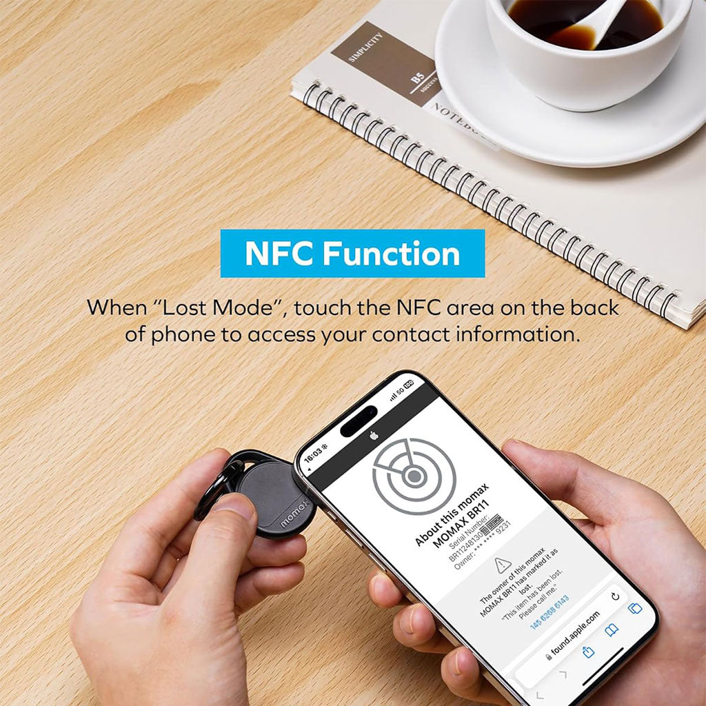 MOMAX Smart Tag Tracker Fonctionne avec l’application Apple Find My et Android – جهاز تعقب ذكي