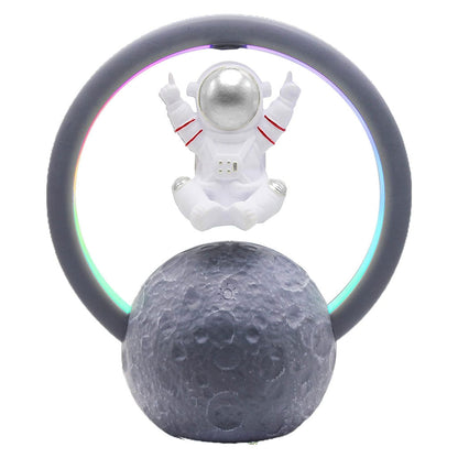 Haut-parleur Bluetooth et Lampe d’astronaute en lévitation magnétique avec lampe flottante en forme de lune rotative