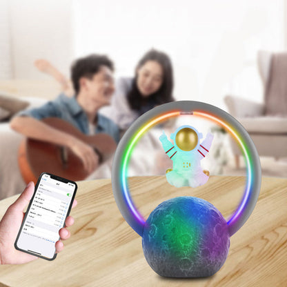 Haut-parleur Bluetooth et Lampe d’astronaute en lévitation magnétique avec lampe flottante en forme de lune rotative