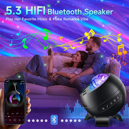 Projecteur d’aurores et Haut Parleur Bluetooth avec 15 modes d’éclairage – جهاز عرض نجوم ومكبر صوت