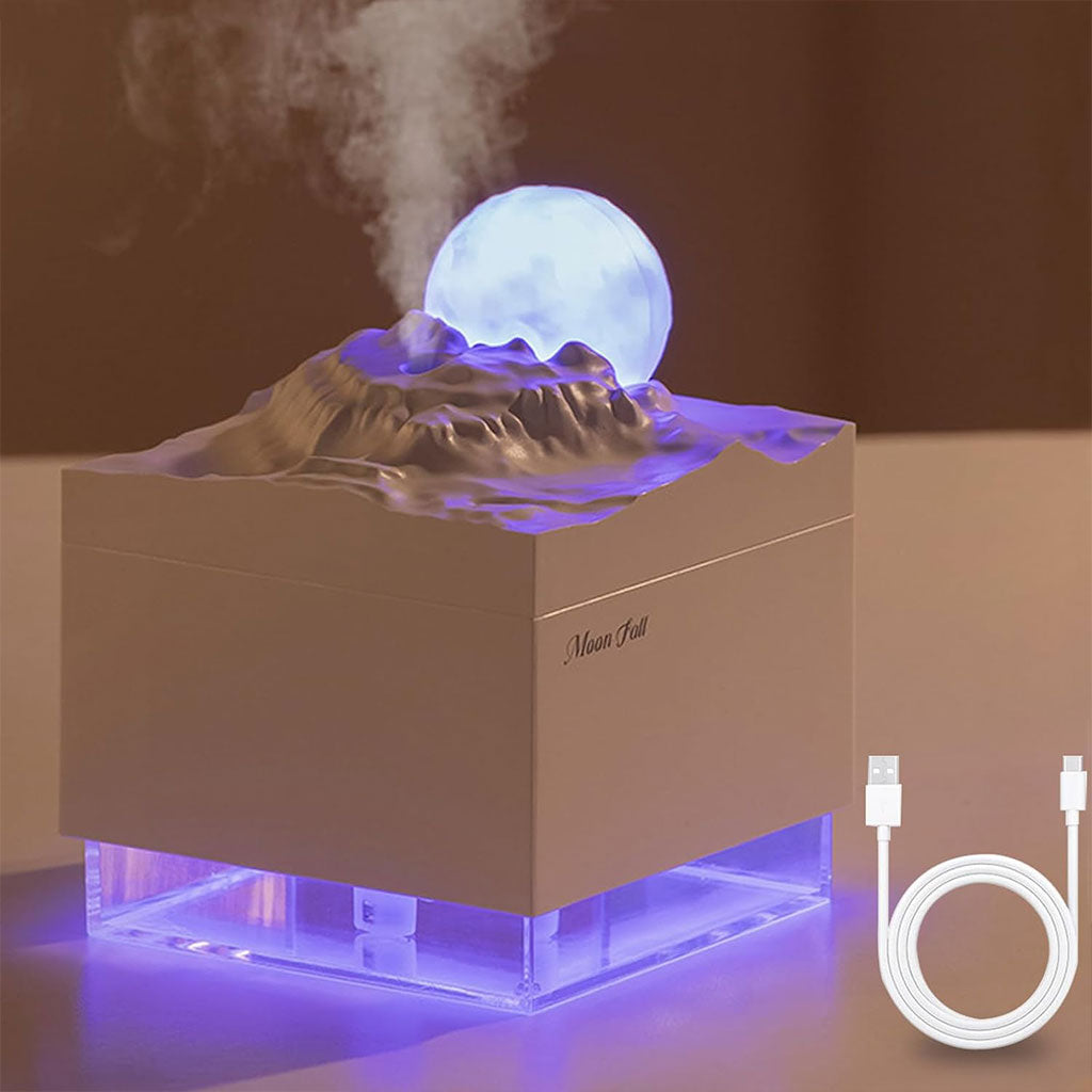 Humidificateur Cube 300 ml avec Veilleuse de Lune Colorée – معطر جو في الغرفة