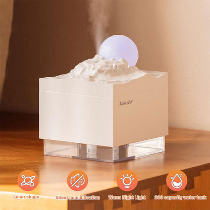 Humidificateur Cube 300 ml avec Veilleuse de Lune Colorée – معطر جو في الغرفة