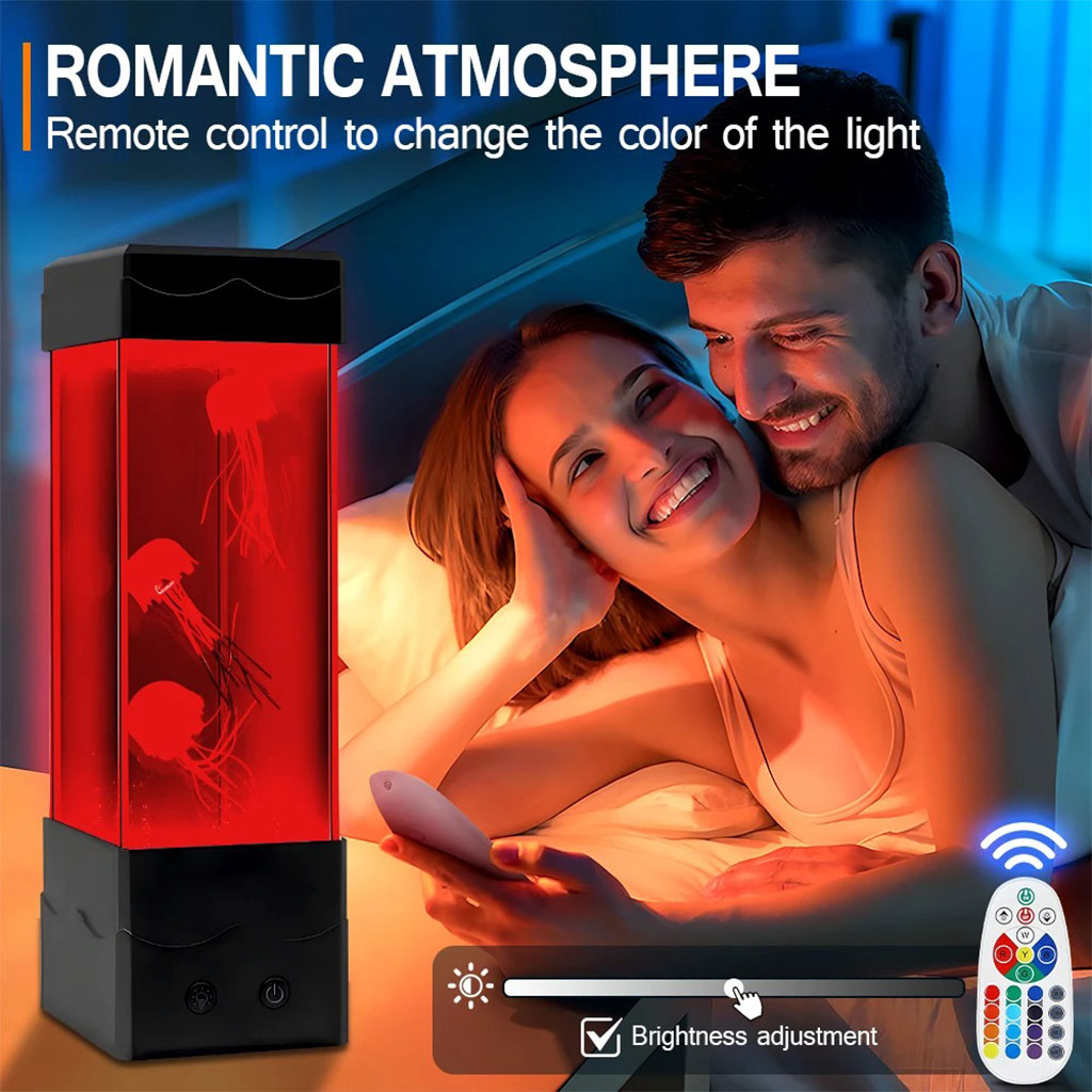 Lumière D'Ambiance Méduse LED, Veilleuse Décoration Bureau Table , Carré V2