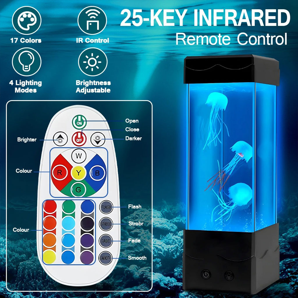 Lumière D'Ambiance Méduse LED, Veilleuse Décoration Bureau Table , Carré V2