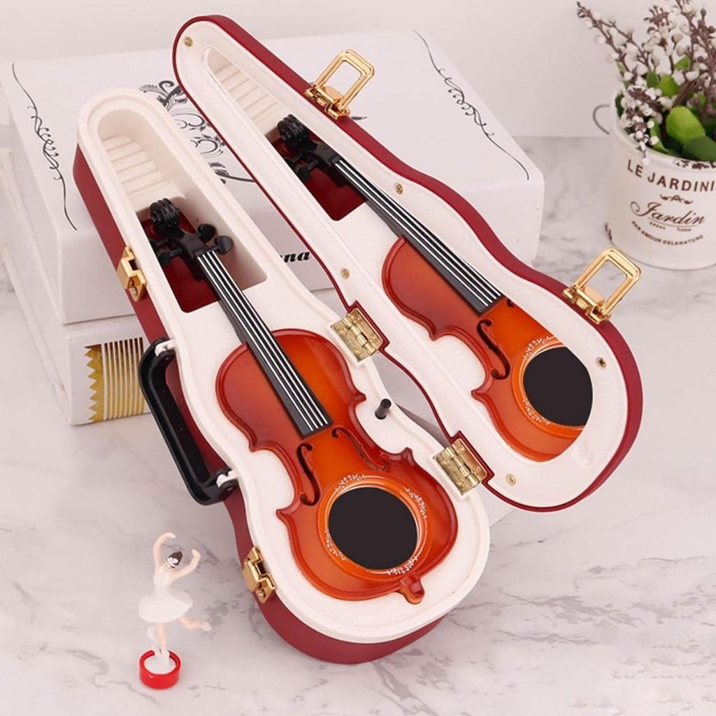 Boîte à Musique Vintage avec Déesse Rotative et Mécanisme de Violon – صندوق موسيقى مع آلية كمان