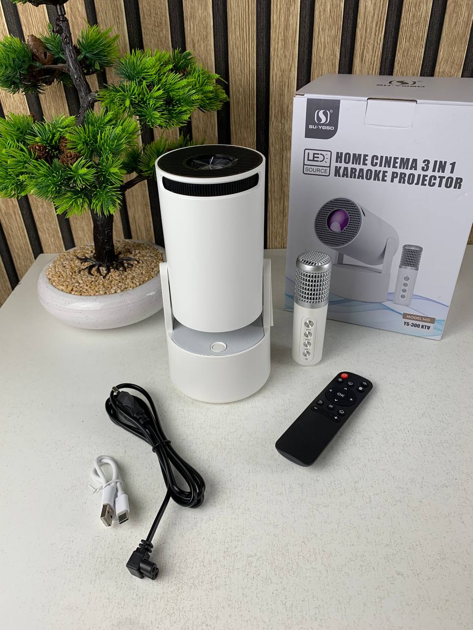 Mini Projector Karaoke Portable Support 4K 1080P YS-300 KTV – جهاز مديا ذكي للعرض على الحائط مع كاريوكي