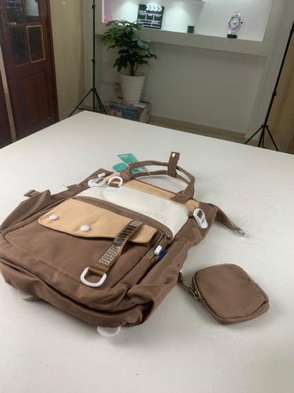 Ensemble de sacs d’école Kawai pour Enfants 2Pcs Avec Pochette Marron – محفظة 2 قطع كاواي مع محفظة صغيرة بني