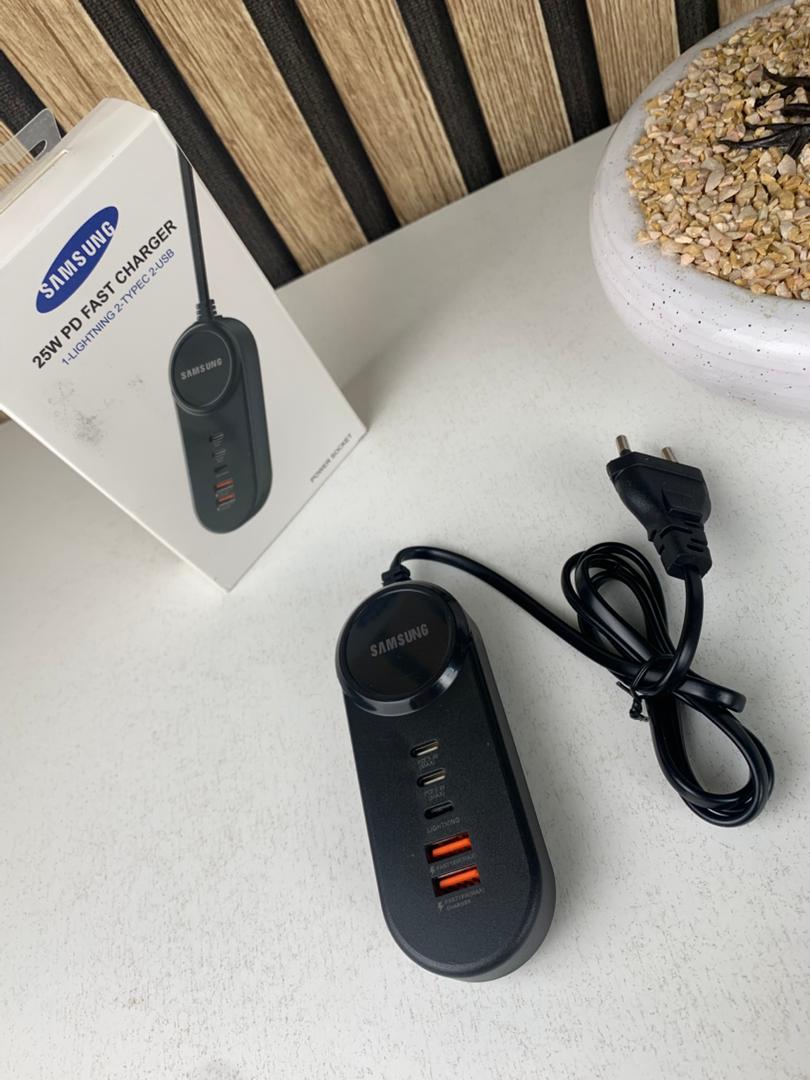 Power Socket Charge rapide Samsung, 25 W 5 Ports Type-C USB Lightning – مقبس شحن سريع سامسونغ