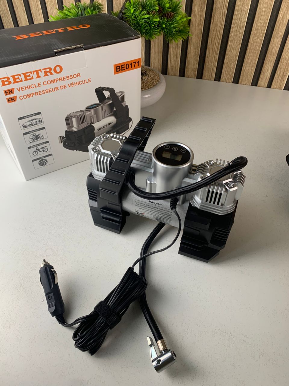 Compresseur de voiture à double piston écran LCD 180W 150psi BE0171 – جهاز ضغط العجلات للسياراة