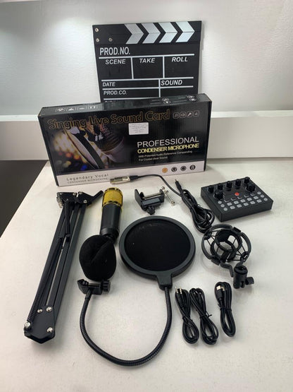 Kit de Microphone à Condensateur BM800 avec Carte Son V8s – طقم ميكروفون إحترافي مع جهاز تعديل الصوت