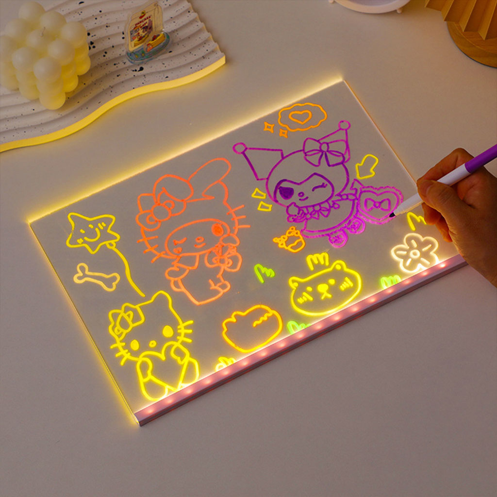 Tableau à Dessin LED coloré avec 7 stylos 40x30cm – لوحة مضيئة للرسم والتلوين