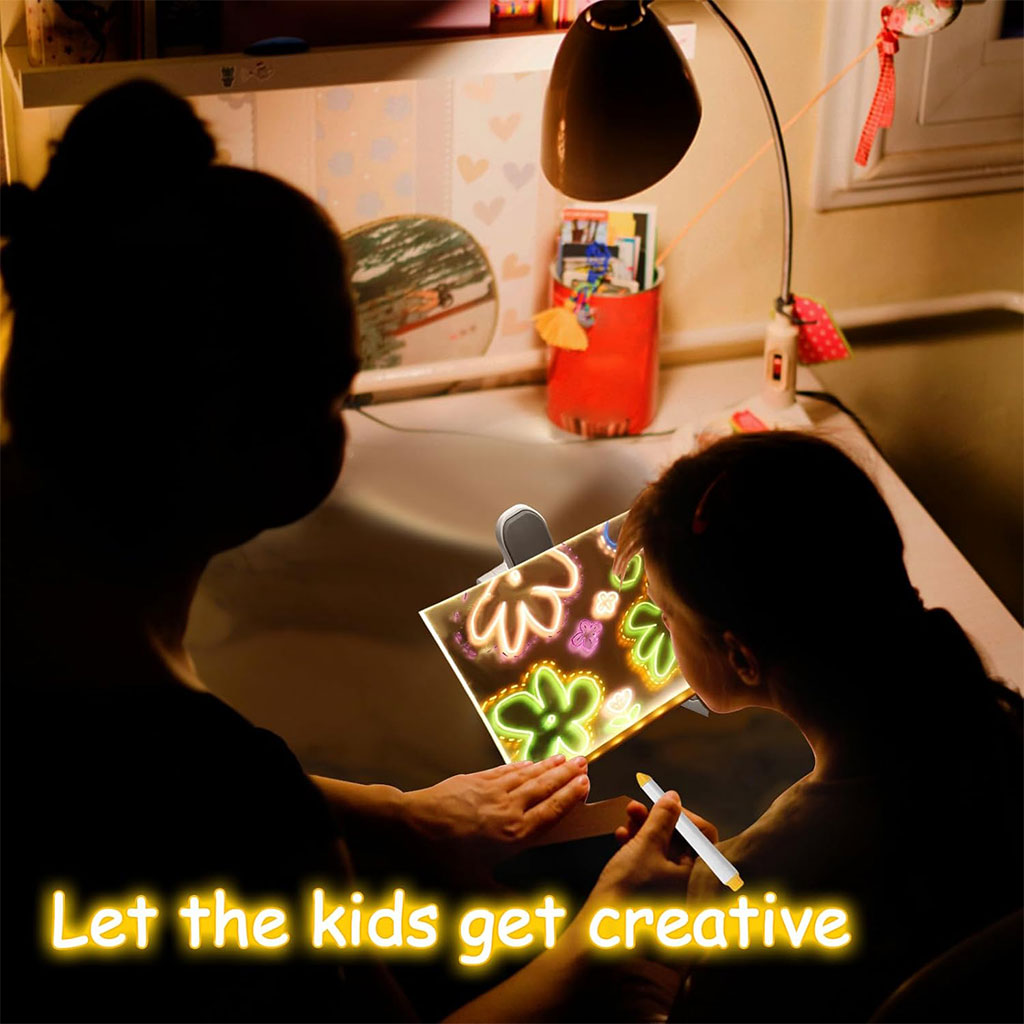 Tableau à Dessin LED coloré avec 7 stylos 40x30cm – لوحة مضيئة للرسم والتلوين