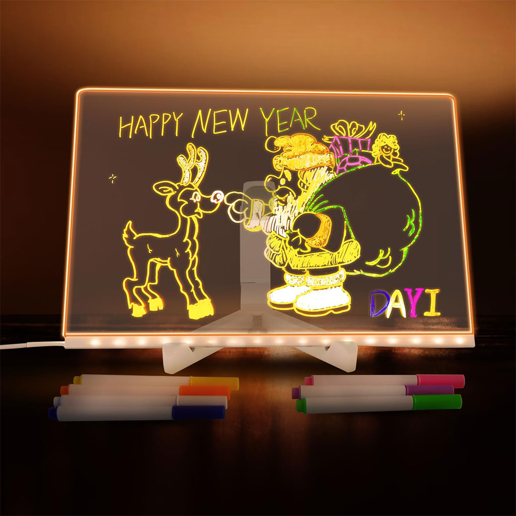Tableau à Dessin LED coloré avec 4 stylos 30x20cm – لوحة مضيئة للرسم والتلوين