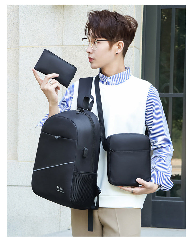 3 PCS Sac à dos multifonctionnel Avec Sortie USB ET Sortie kit-man - Noir