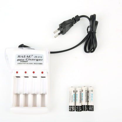 Chargeur des piles rechargable avec 4 piles Jiabao Jb-212 - شاحن البطاريات القابلة للشحن مع 4 بطاريات