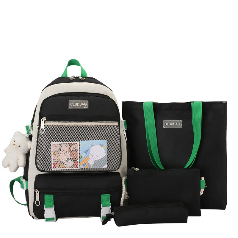 Ensemble de sacs d’école Kawai pour adolescents 4Pcs V3 CLBD Noir – محفظة 4 قطع كاواي أسود