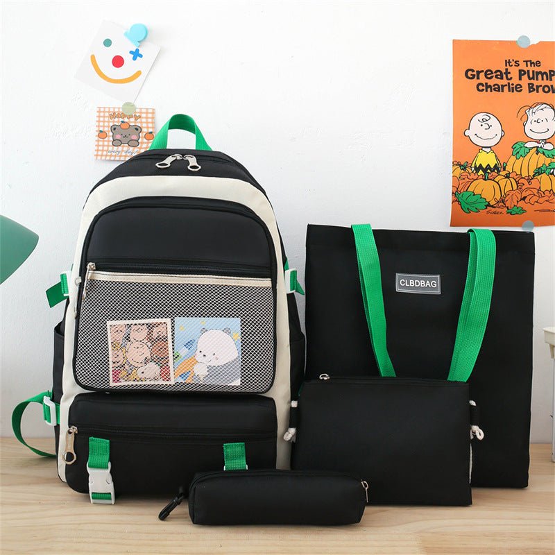 Ensemble de sacs d’école Kawai pour adolescents 4Pcs V3 CLBD Noir – محفظة 4 قطع كاواي أسود تنزوت
