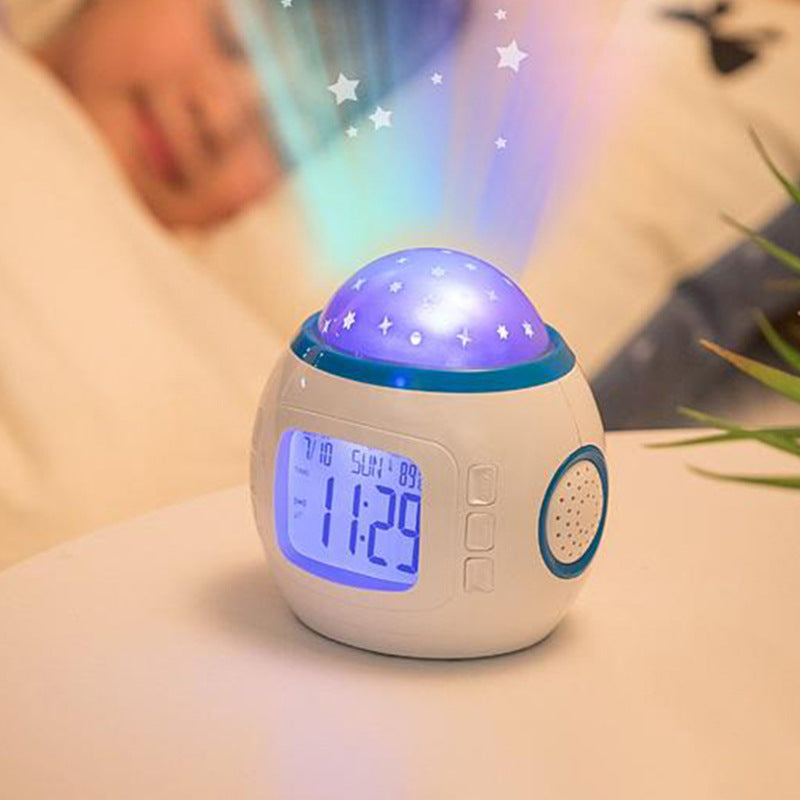 Réveil Digital à LED avec Projection étoilée avec calendrier, thermomètre, fonction de répétition